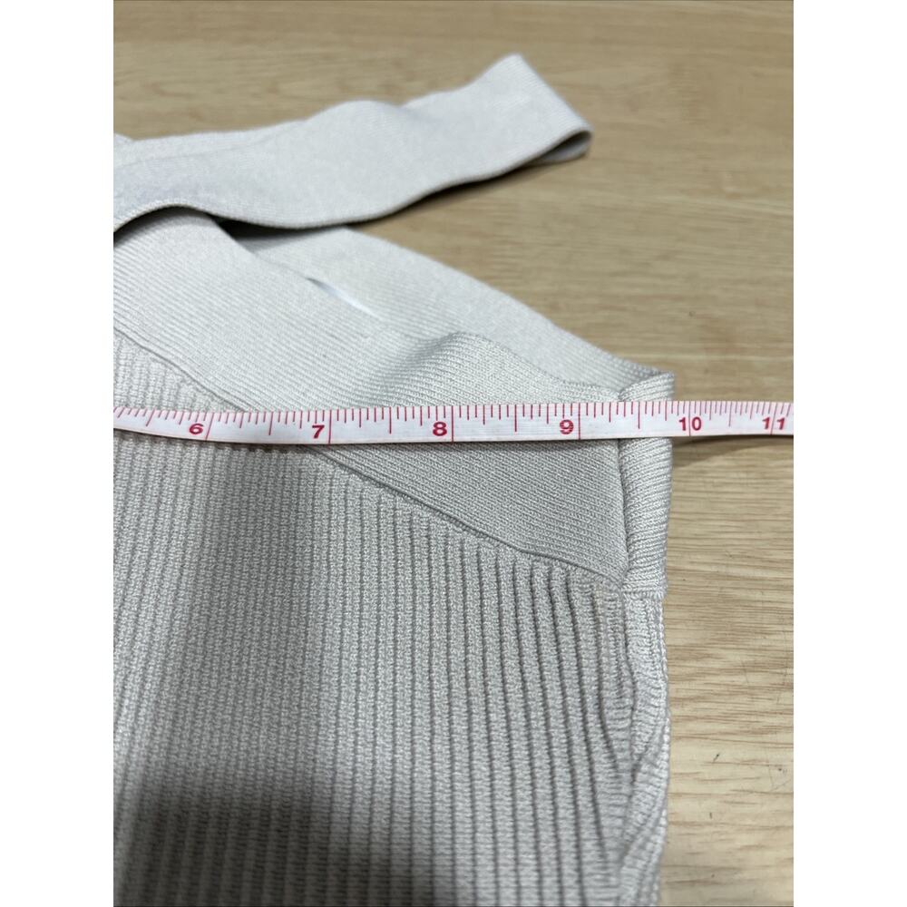 Aritzia Babaton Sculpt Knit Ribbed Crisscross Halter Crop Top Beige Size XS - Picture 9 of 10